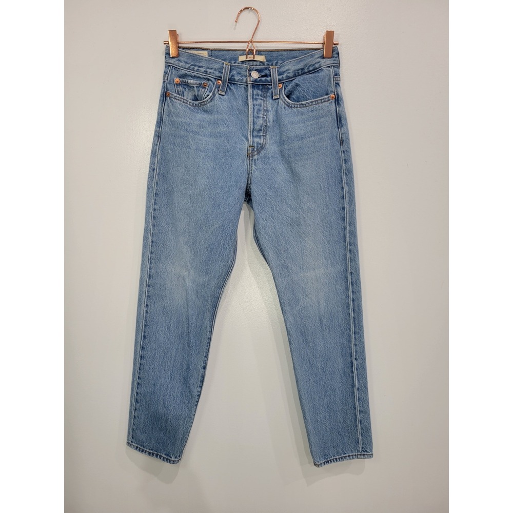 Levis Premium Wedgie Straight Light Wash High Rise Button Fly Jeans 27